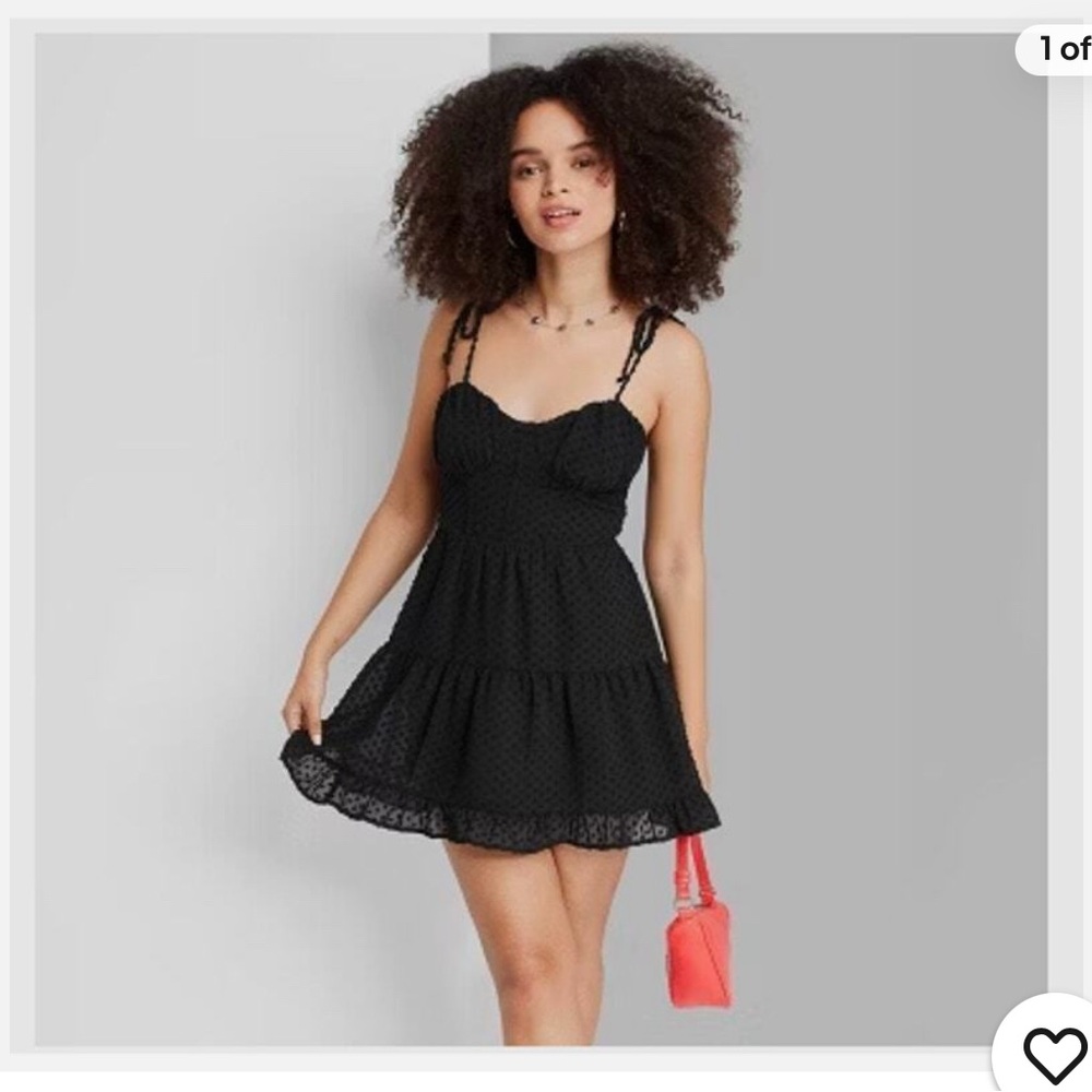 Sweetheart Corset Fit Flaire Babydoll Mini Dress-Black- Sz medium Wild Fable New